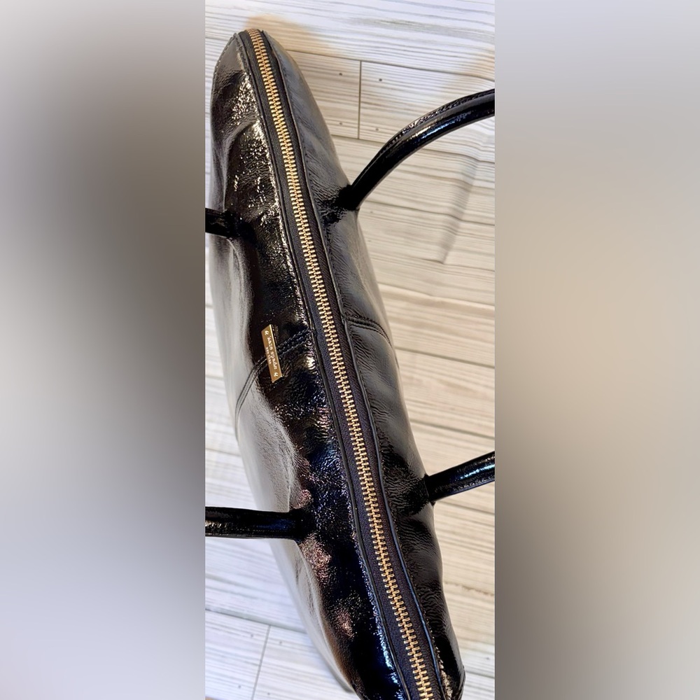 043- Kate Spade Black Patten Leather Laptop Tote Bag - Picture 7 of 13